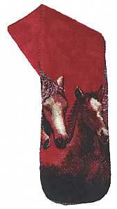 Crimson Red Horses Plush Fleece Scarf