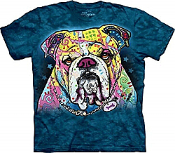 The Mountain Colorfull Bulldog T-Shirt by artist Dean Russo (Med - 5X)