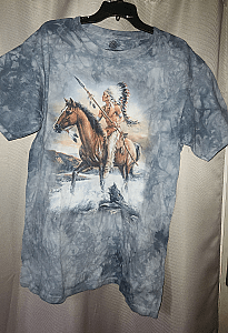 The Mountain Native American Chief Feather Horse T-Shirt Large